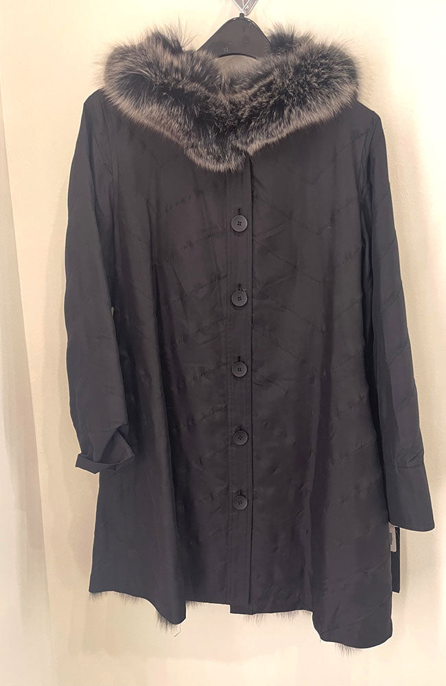 Reversible Jacket with Hood Fox Trim