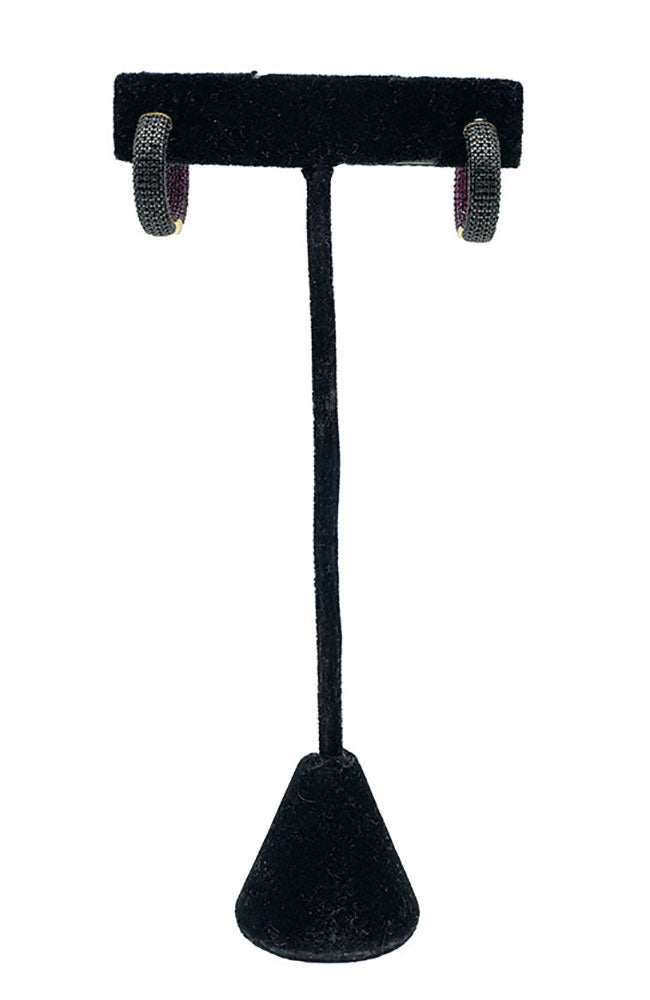 Burgandy & Black Pave Stone Hoop
