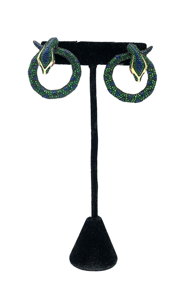 Teal Snake Earrings