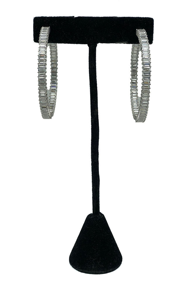 2" Baguette Hoops Silver