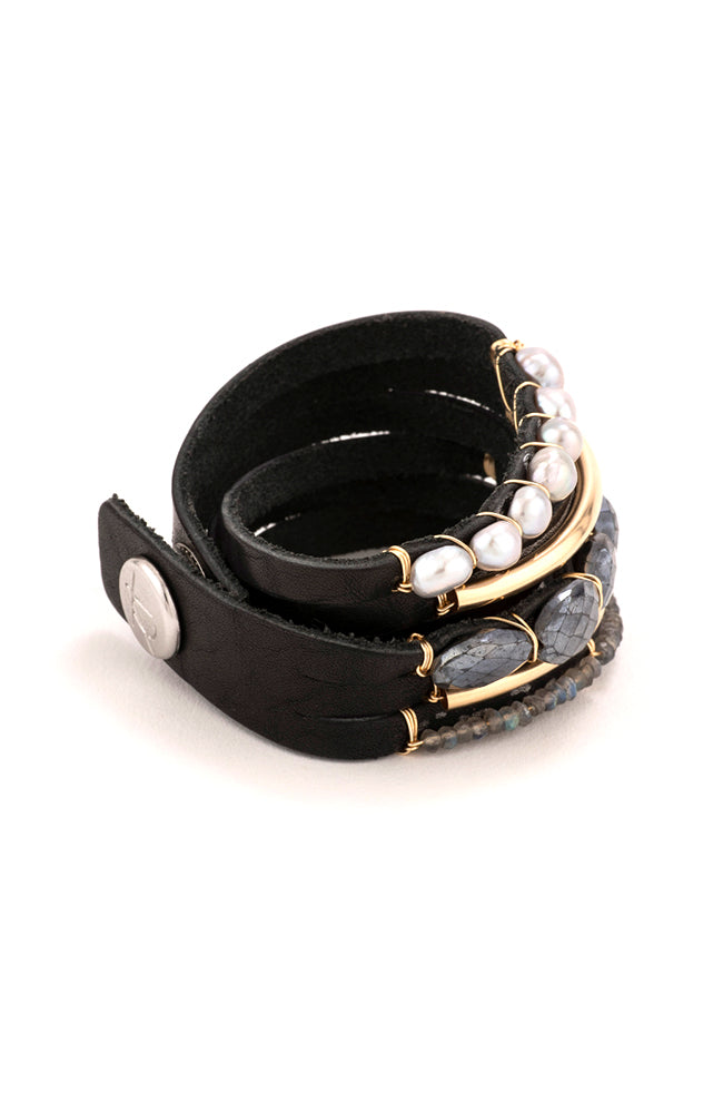 Marin Black Leather Bracelet