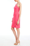 One Sleeve Crepe Dress Fuschia