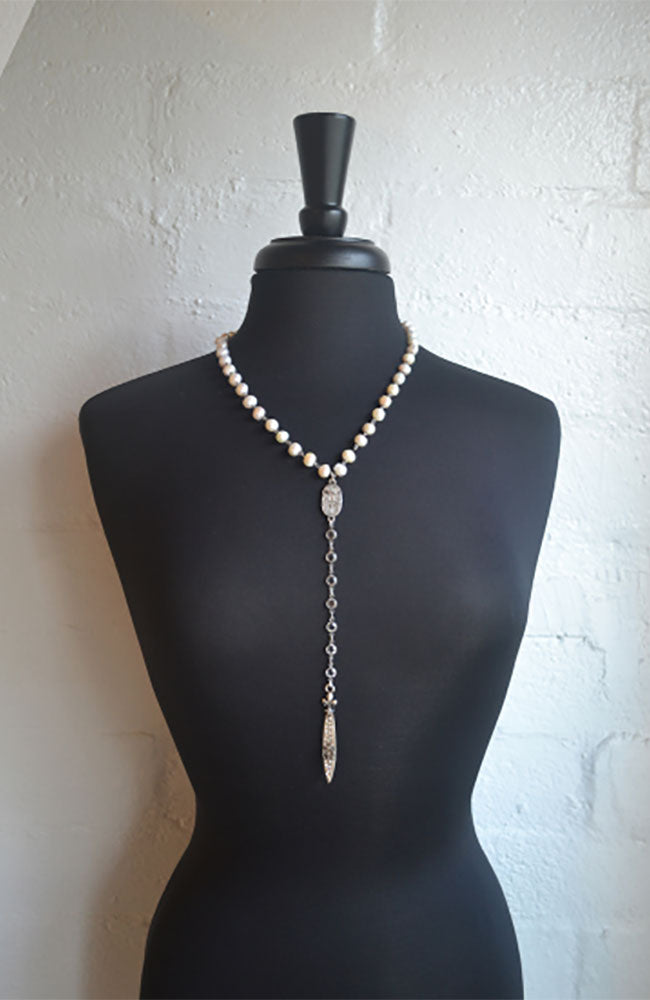 22" Pearl Necklace with Cuvee Pendants