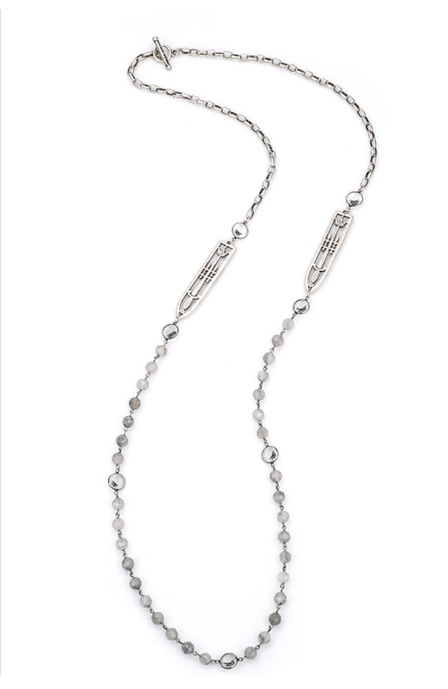 45" Silver Chain Cloudy Quartz