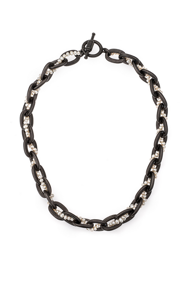 17" Graphite Lourdes Chain with Pearls