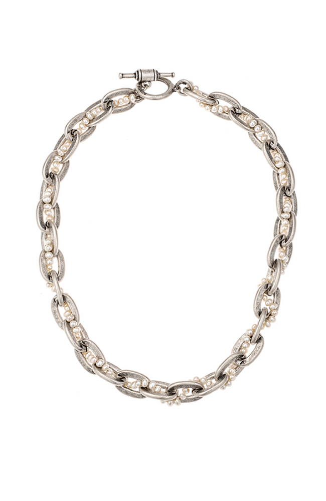 17" Silver Lourdes Chain with Pearls