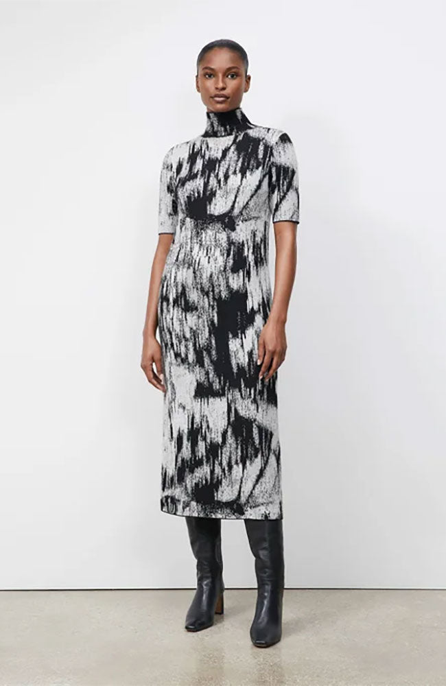 Jacquard Stand Collar Dress