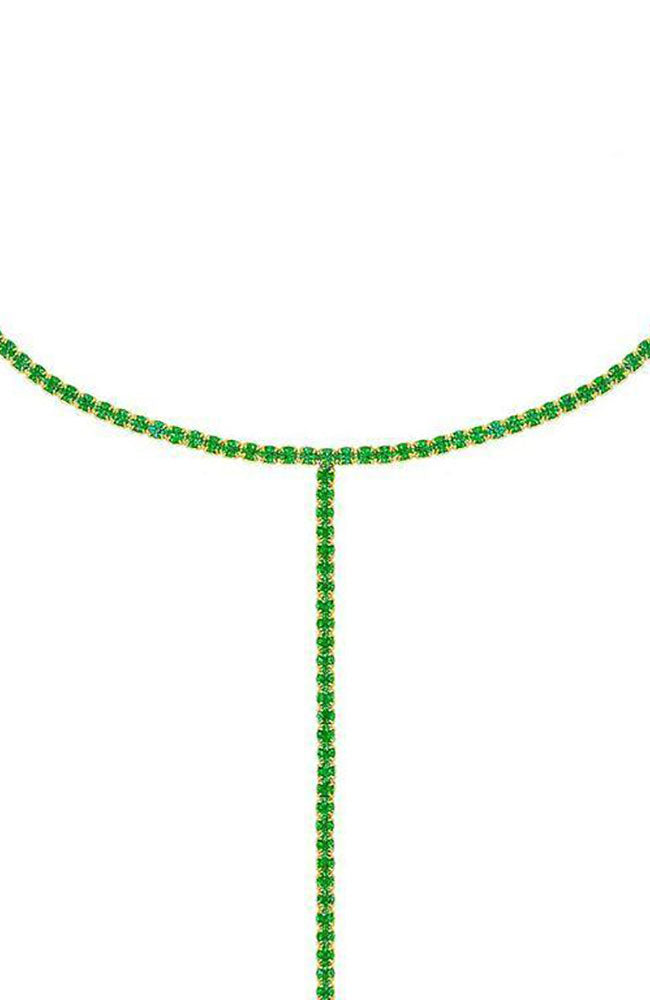 Tennis Lariat Necklace Emerald Green