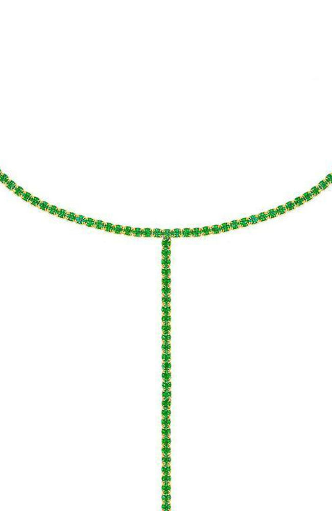 Tennis Lariat Necklace Emerald Green