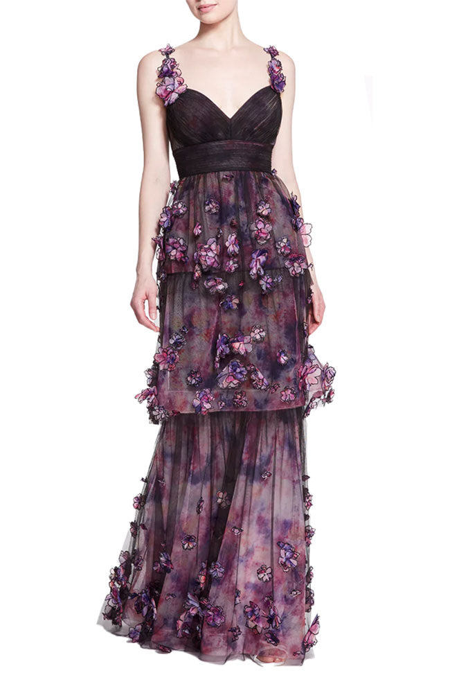 Tiered Tulle Ombre Gown