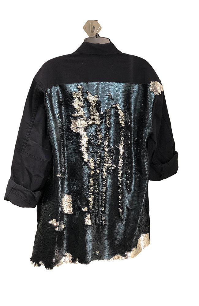 Navy Jacket Silver Sequin Back