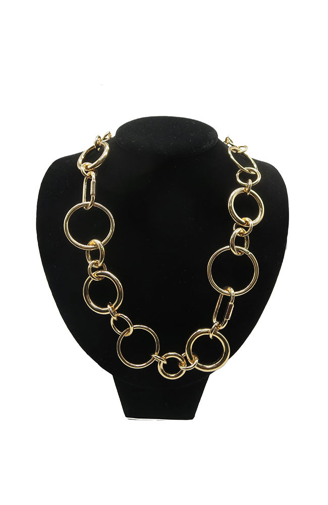 Yellow Gold Circle Chain Necklace