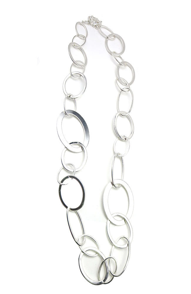 Silver Asst Link Long Necklace