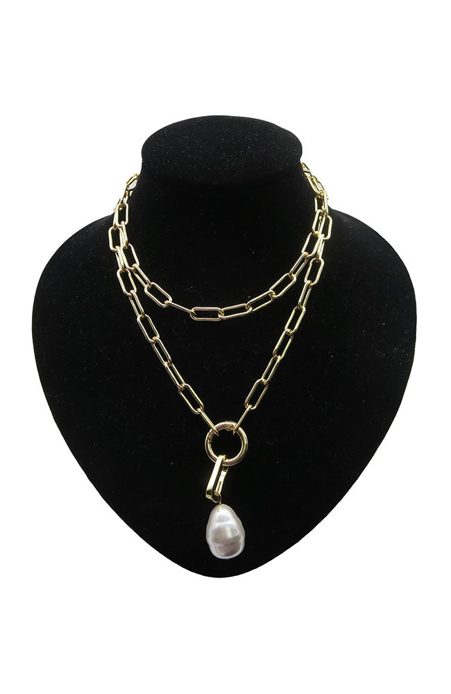 Gold Chain with Pearl Drop