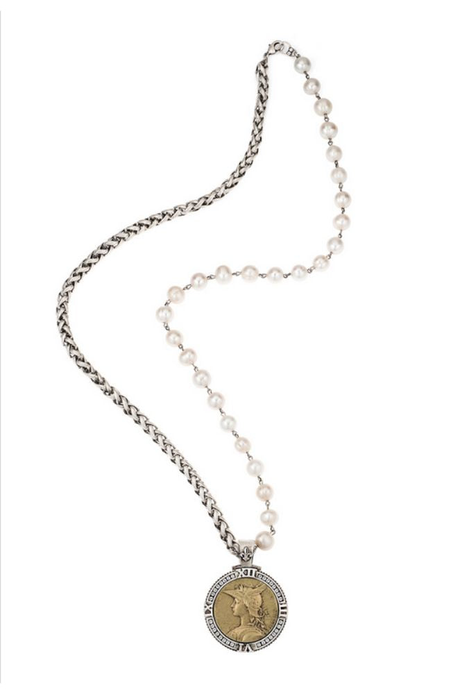 34" Silver Cheval Chain FW Pearls