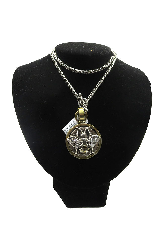 23" Silver Chain Bronze Bee Medallion