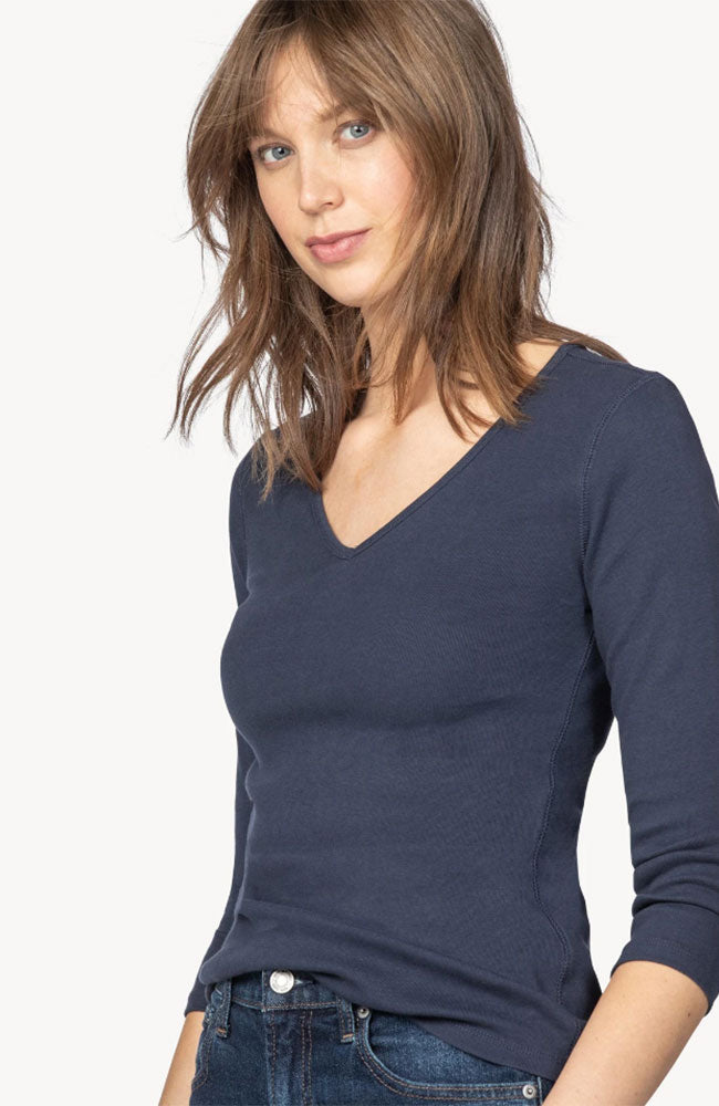 V Neck 3/4 Sleeve Top