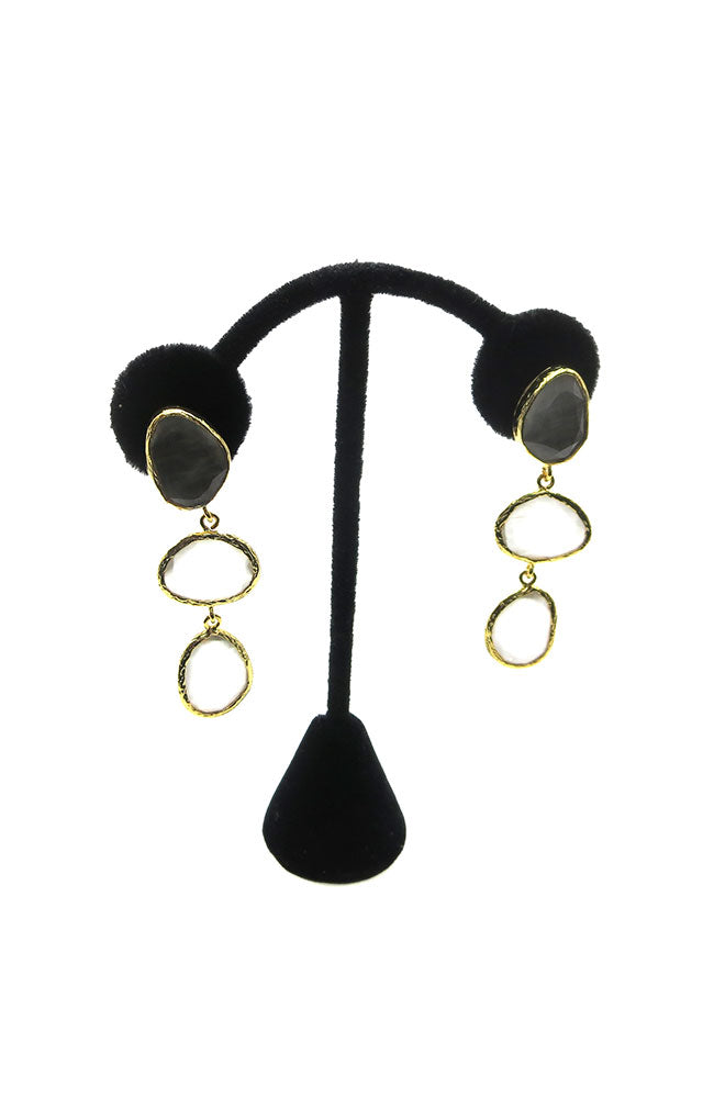 Gold Crystal 3 Drop Earrings