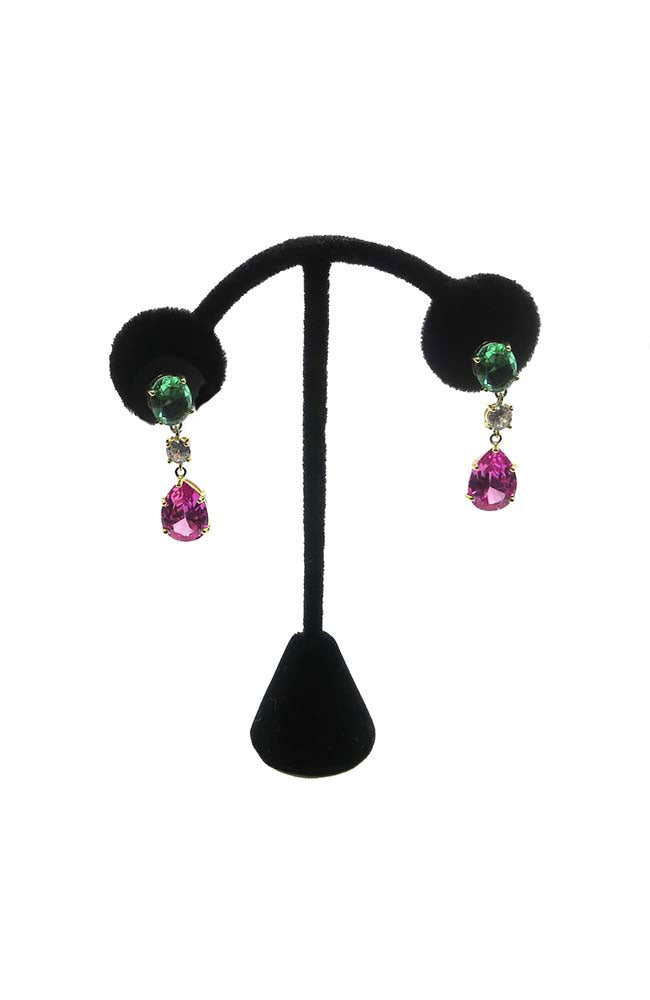 Gold 3 Tier Drop Earrings