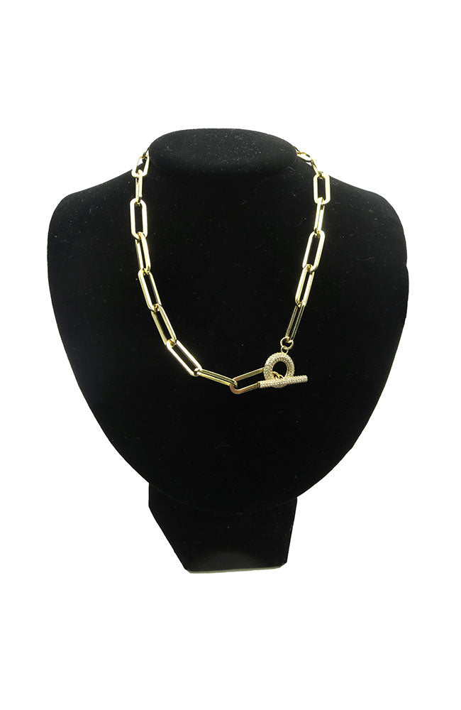 Gold Pave Toggle Necklace