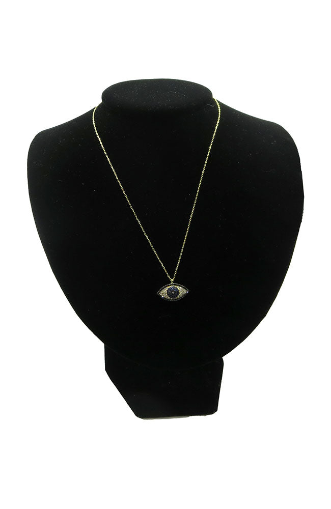 Gold Evil Eye Crystal Necklace
