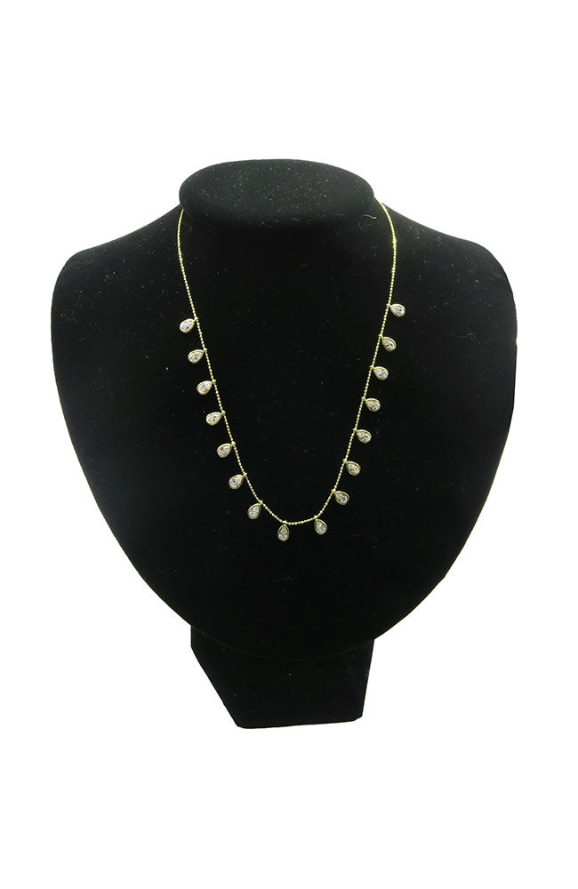 Gold Clear Pear Necklace
