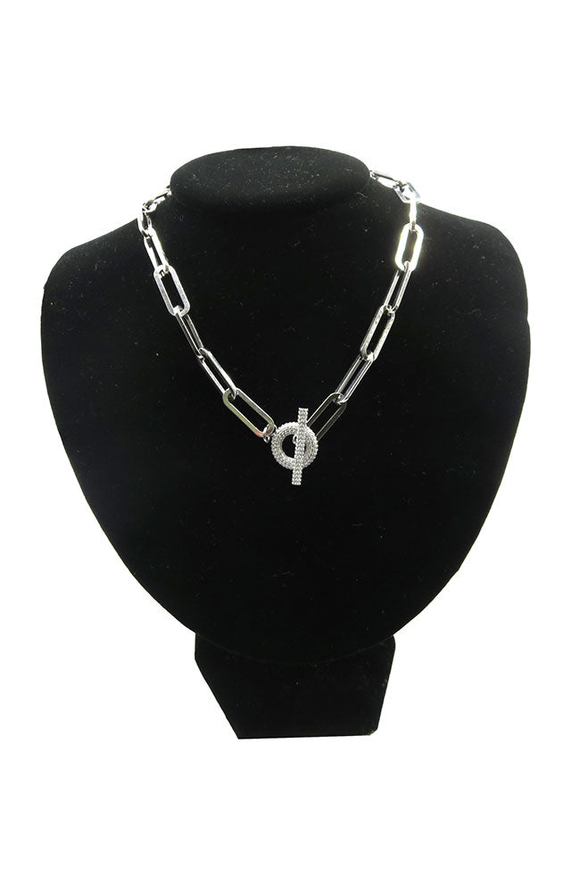 Sil. Pave Toggle Necklace