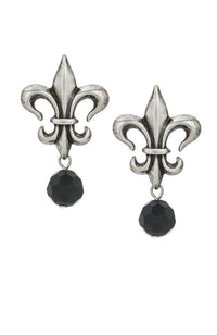Silver Studs with Onyx Dangles
