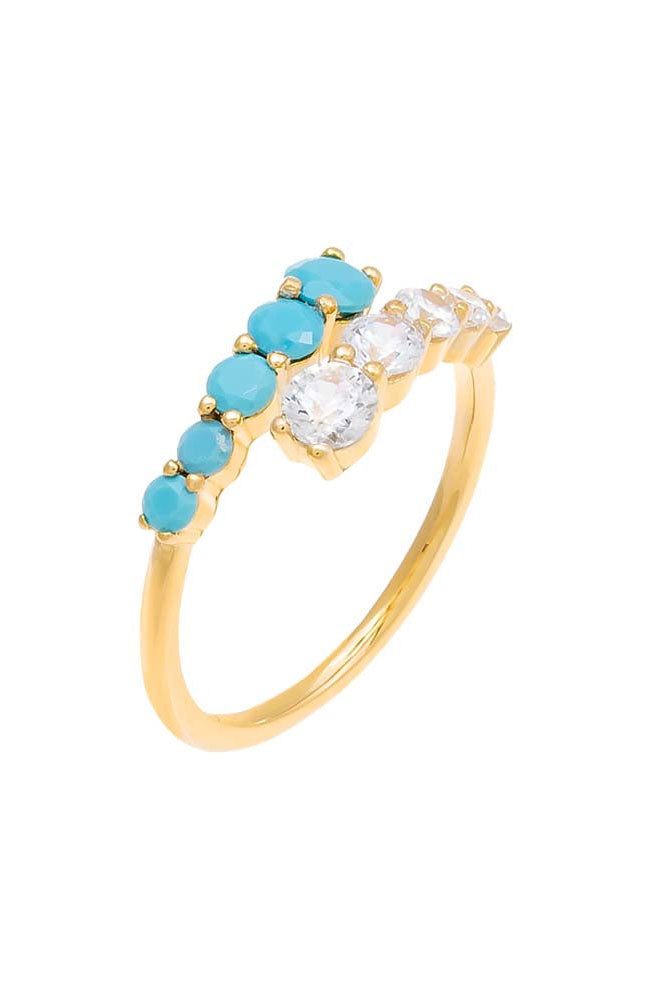 Graduated CZ Wrap Ring Turquoise Sz 7