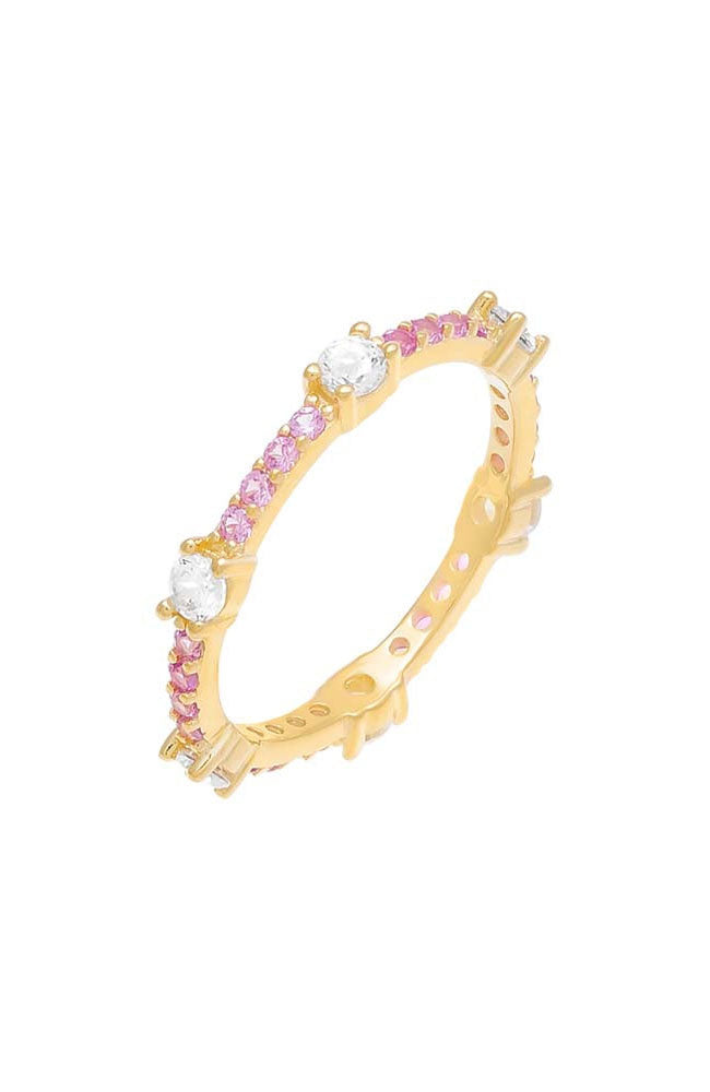 Gemstone X CZ Eternity Ring Sapphire Pink Sz 6