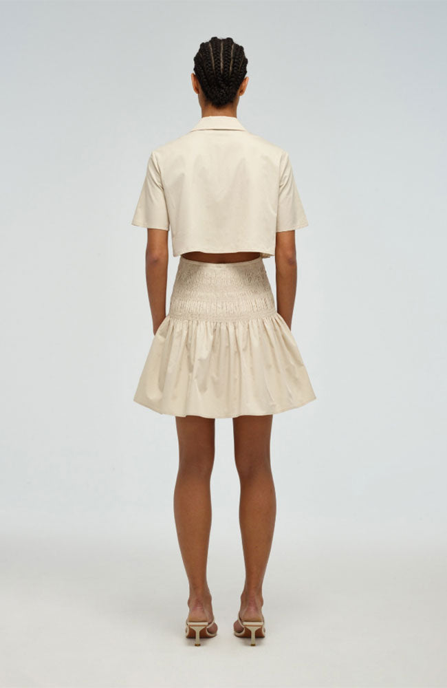 Shirred Cotton Mini Dress