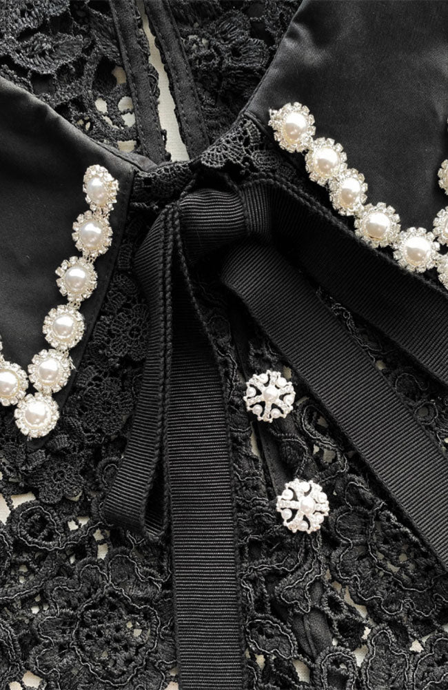 Black Guipure Lace Top