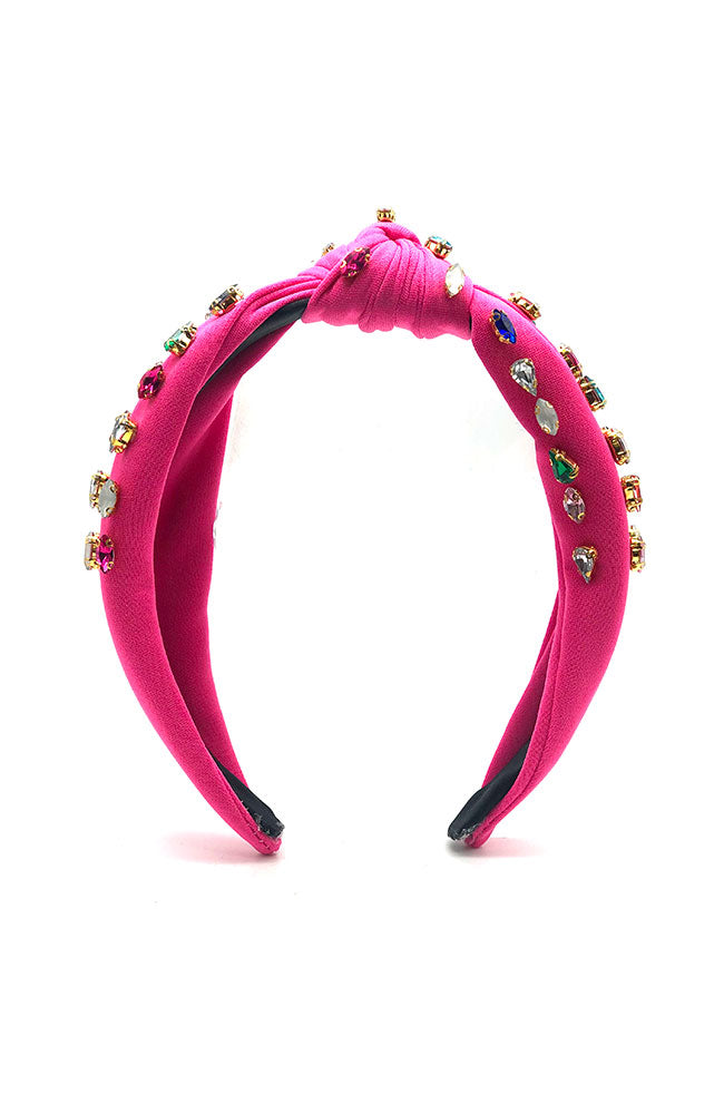 Headband Pink Multi Color Stones