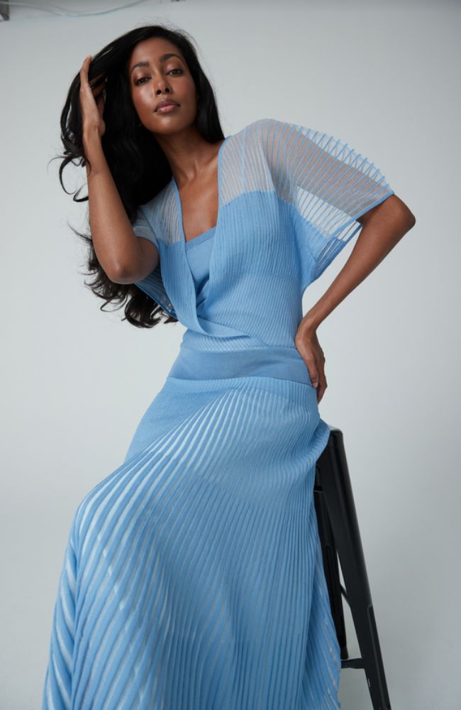 Shawdow Stripe Knit Skirt