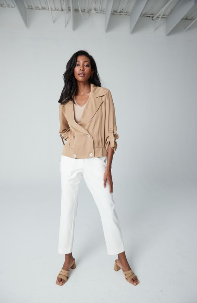 Double Breast Short Jacket Adjustable Sleeve