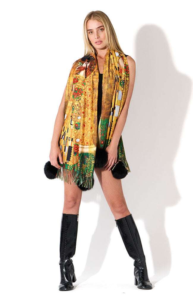 Kiss & Watercolor Scarf Yellow