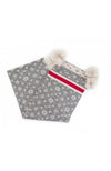 Scarf Monogram Pattern Fox Pom