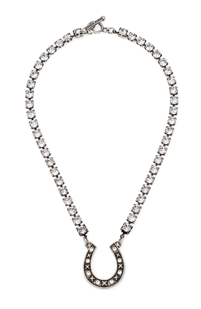 18" Silver Cupchain Horsehoe Pendant