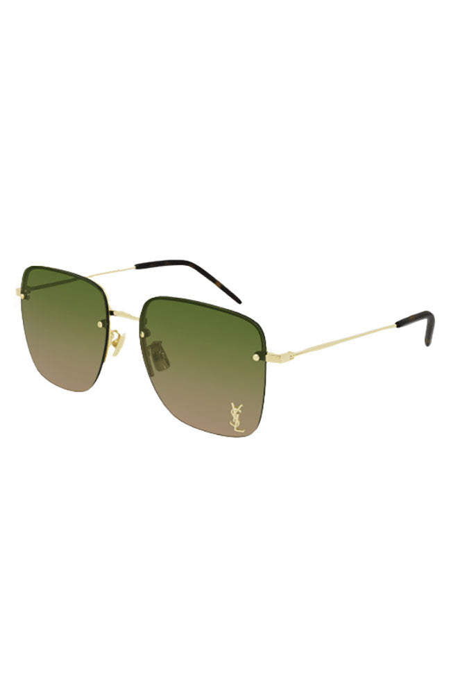 YSL Sunglasses Half Rim Gold Green Lens