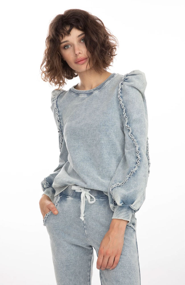 Joey Ruffle Denim Sweatshirt