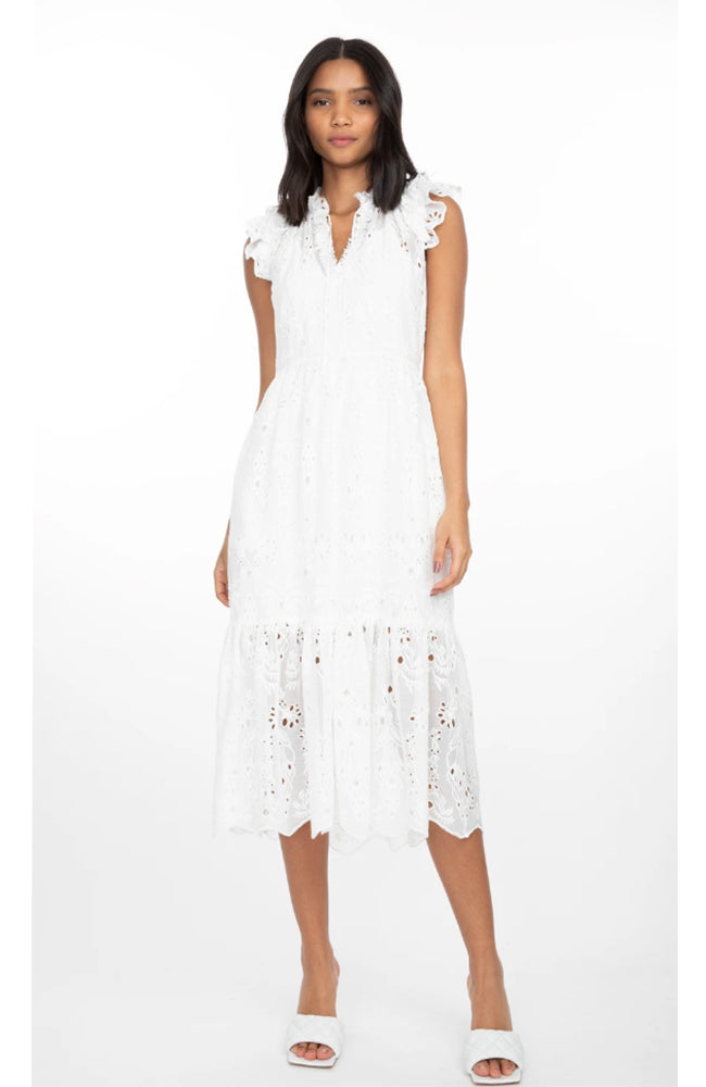 Yvette Embroidered Ruffle Maxi Dress