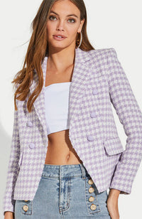 Eliza Tweed Blazer in Lavender Cream