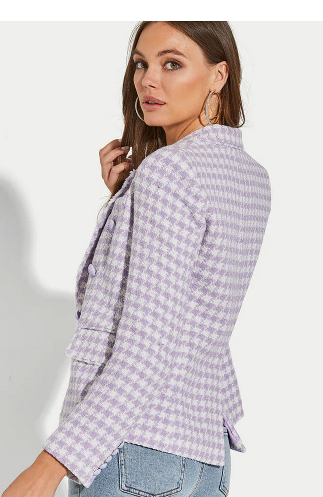 Eliza Tweed Blazer in Lavender Cream