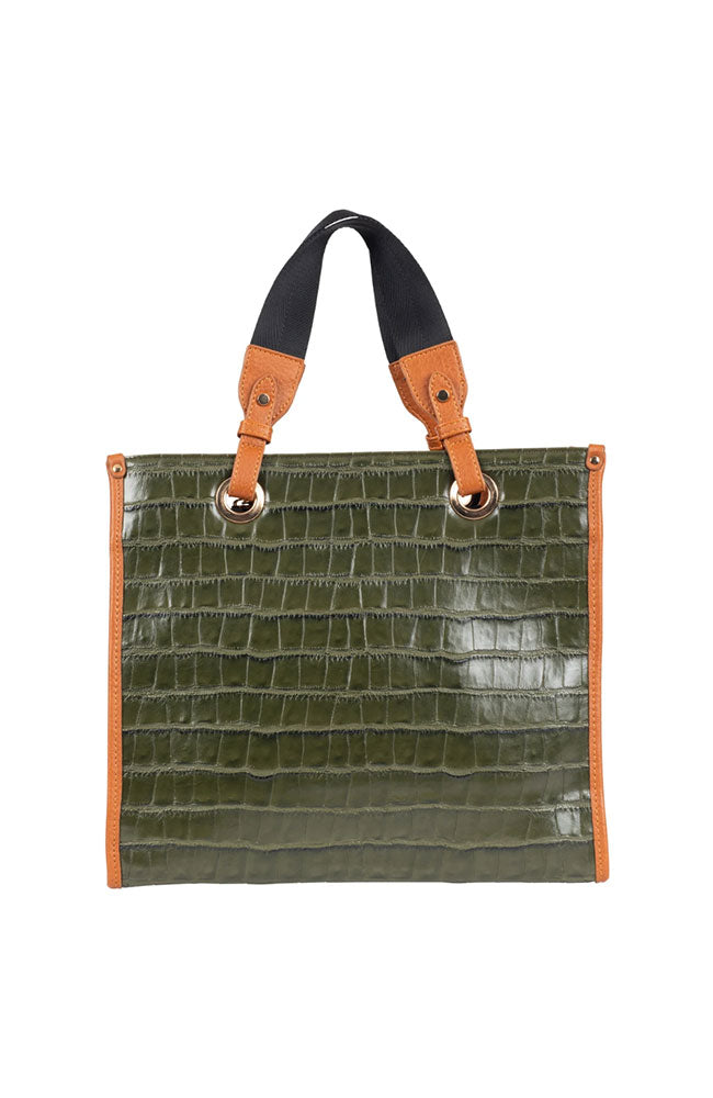 Embossed Croco Olive Handbag