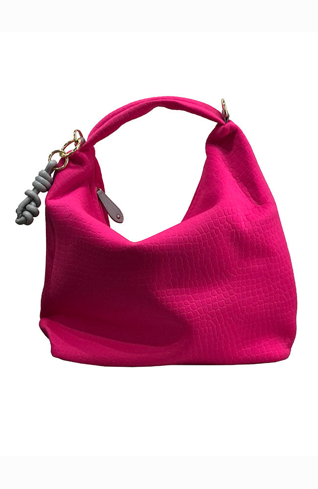 Hobo Croco Embossed Fuchia