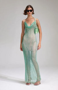 Hotfix Fishnet Cowl Maxi Dress