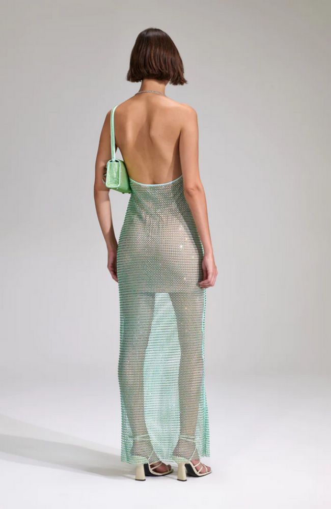 Hotfix Fishnet Cowl Maxi Dress