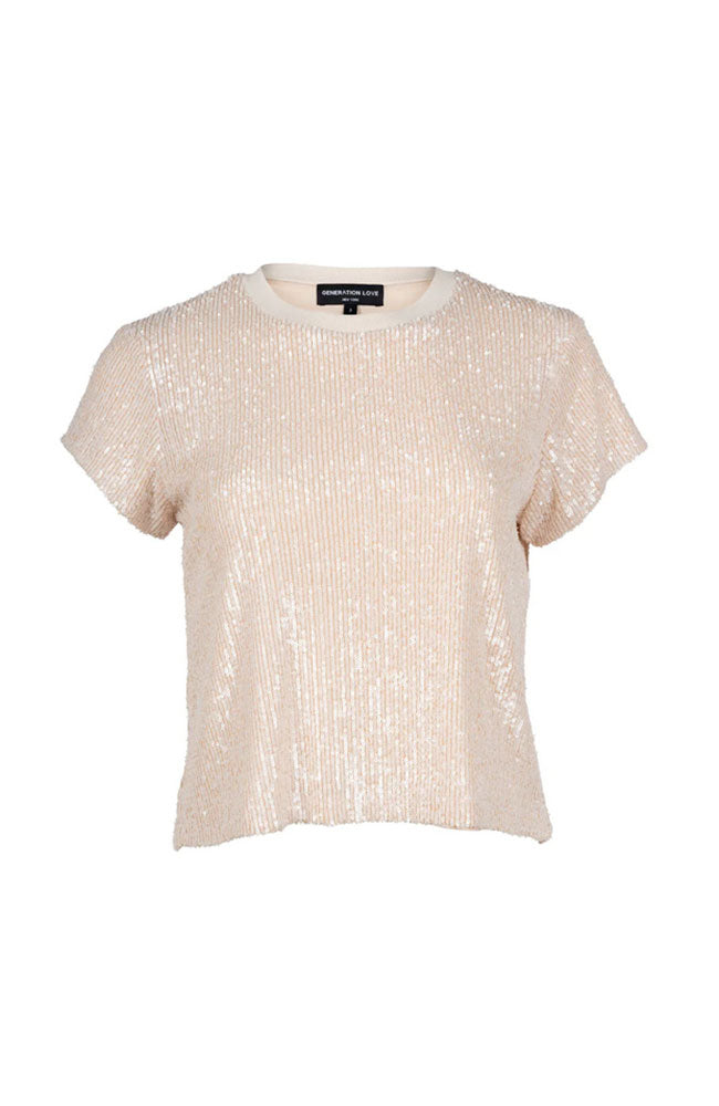 Kai Sequin Tee Shirt in Hot Pink