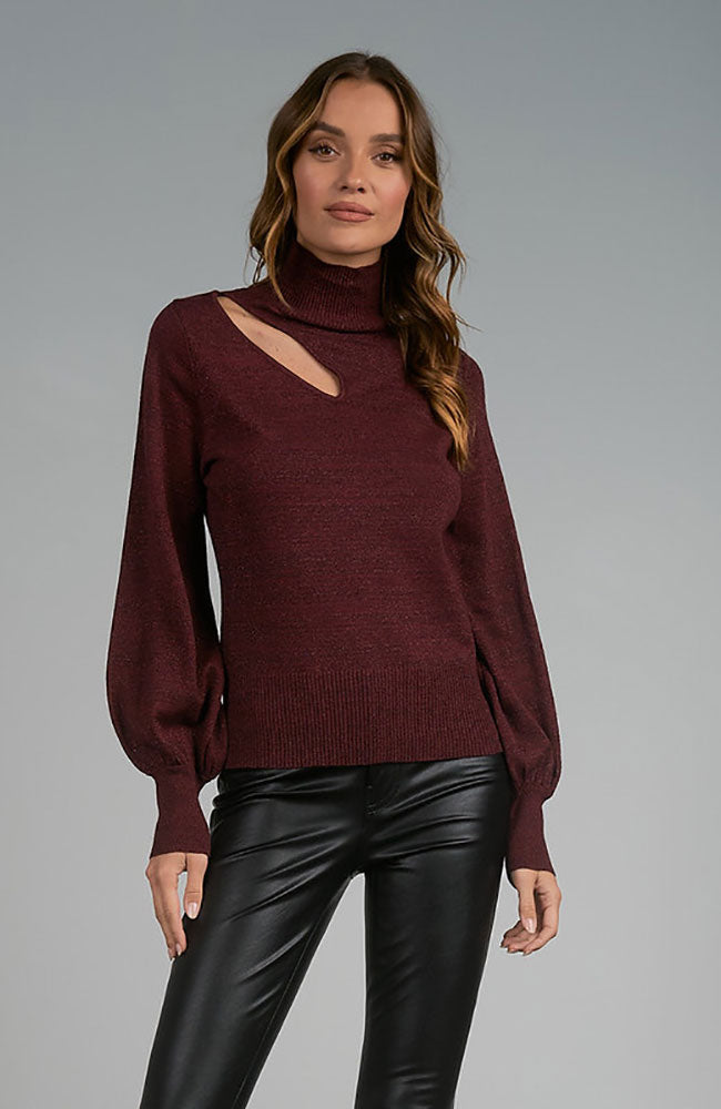 Turtleneck Diagonal Cutout Sweater – shoprodeodrive