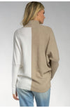 Mock Turtleneck Sweater Khaki White